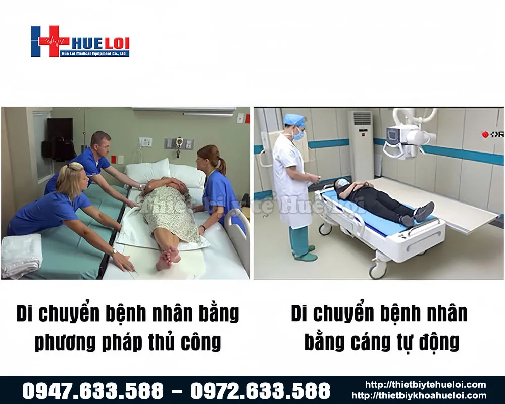 Khác biệt giữa hai phương pháp di chuyển bệnh nhân khi có cáng y tế con lăn