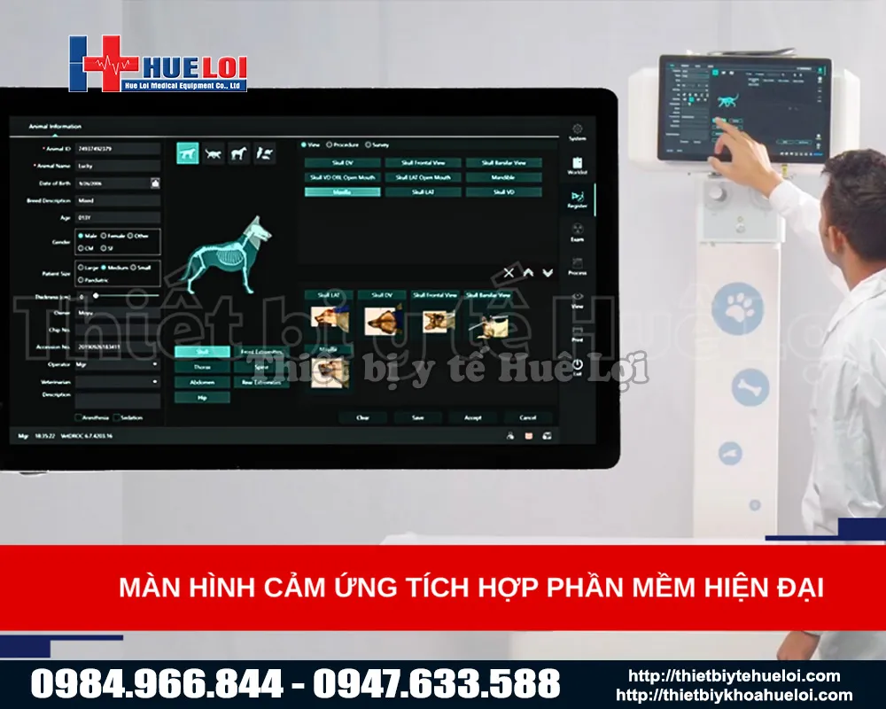 Màn hình cảm ứng của máy X quang chẩn đoán cho động vật
