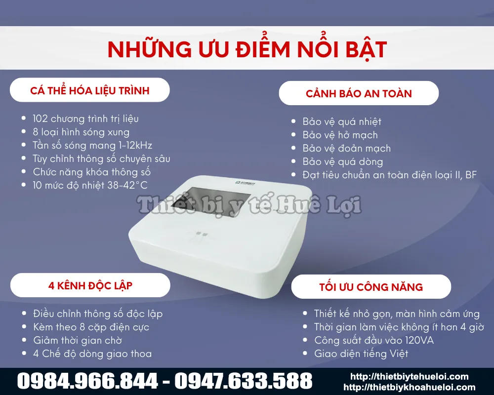 Điểm nổi bật của máy điện xung trung tần giao thoa 4 kênh