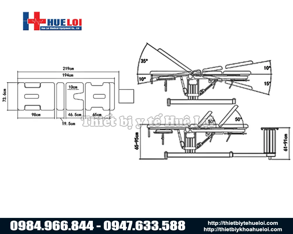 Thông số kỹ thuật giường kéo giãn cột sống điện cao cấp coinfycare
