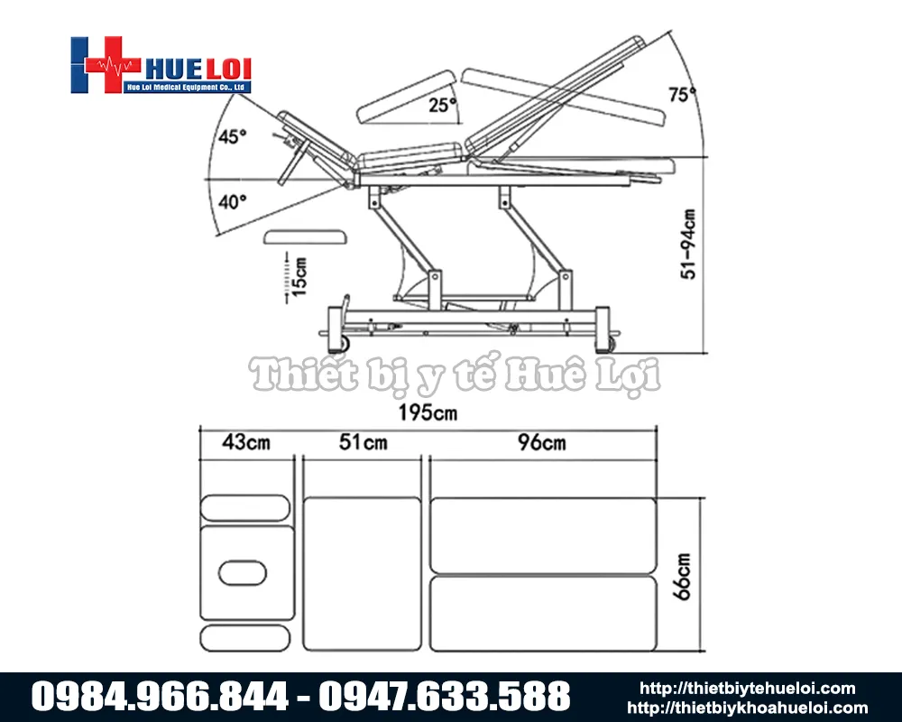 Thông số kỹ thuật bàn trị liệu el06