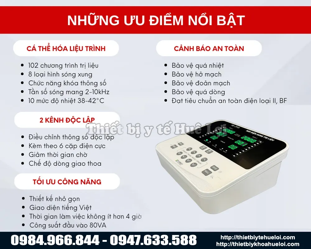 Máy điện xung trung tần hai kênh trị liệu cao cấp