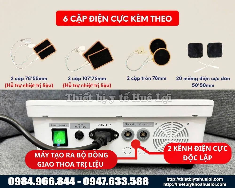 Phụ kiện máy điện xung giao thoa 2 kênh độc lập cao cấp