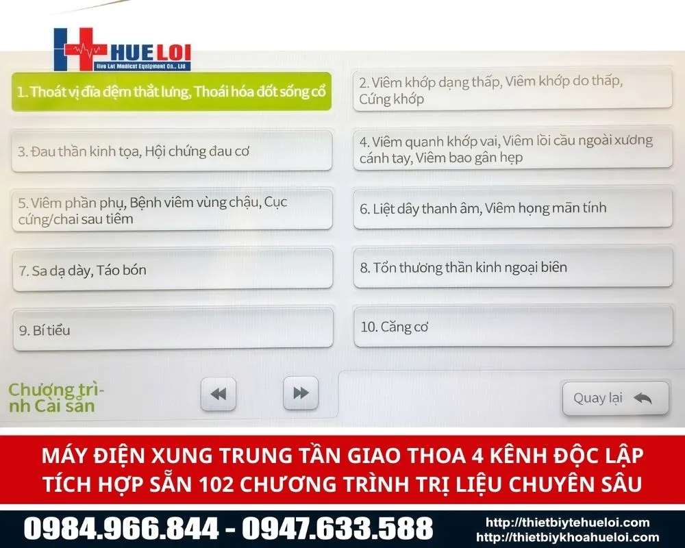 Hb-zp30 có 102 chương trình trị liệu chuyên sâu