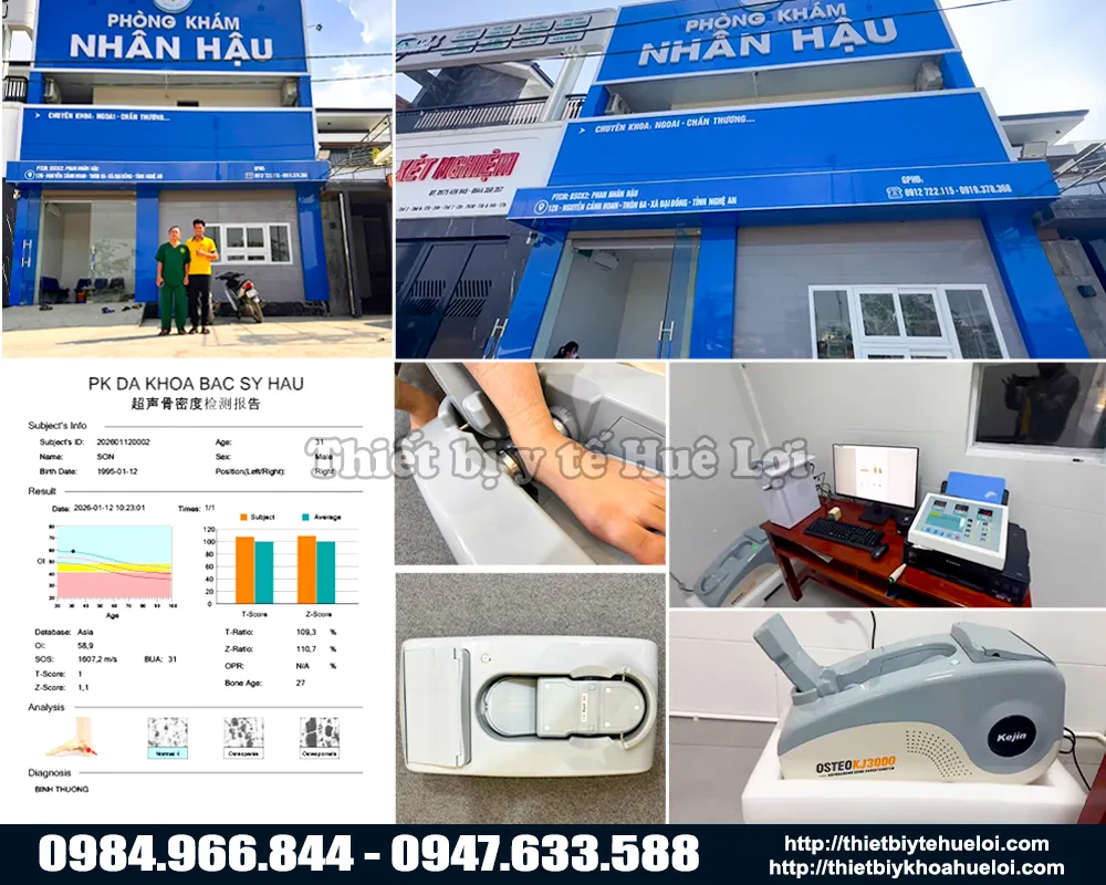 Bàn giao máy đo mật độ xương gót chân cho phòng khám nghệ an