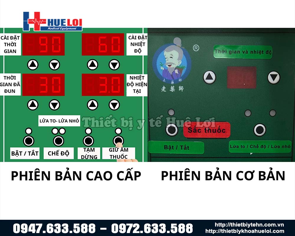 so sánh bảng điều khiển máy sắc thuốc