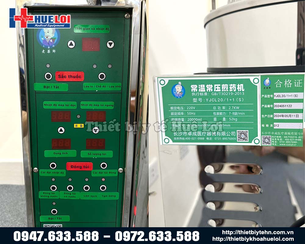 thông số máy sắc thuốc