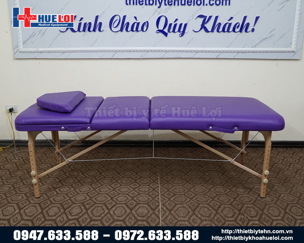 Giường massage gấp gọn chân gỗ